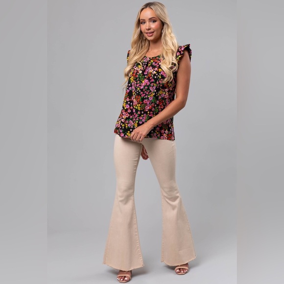 Vervet Sand High Rise Frayed Super Flare Jeans 28 nwot - Picture 6 of 8